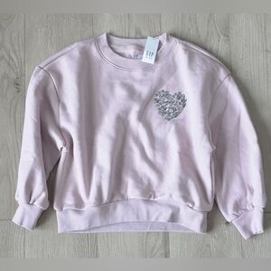 Girls GAP Pastel Pink Sweatshirt with Rhinestone Heart
